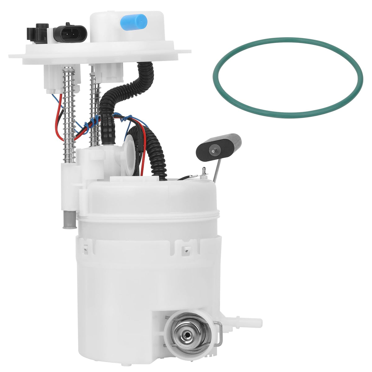Vurkcy fuel pump module front view showing mounting flange and connectors for accurate fit