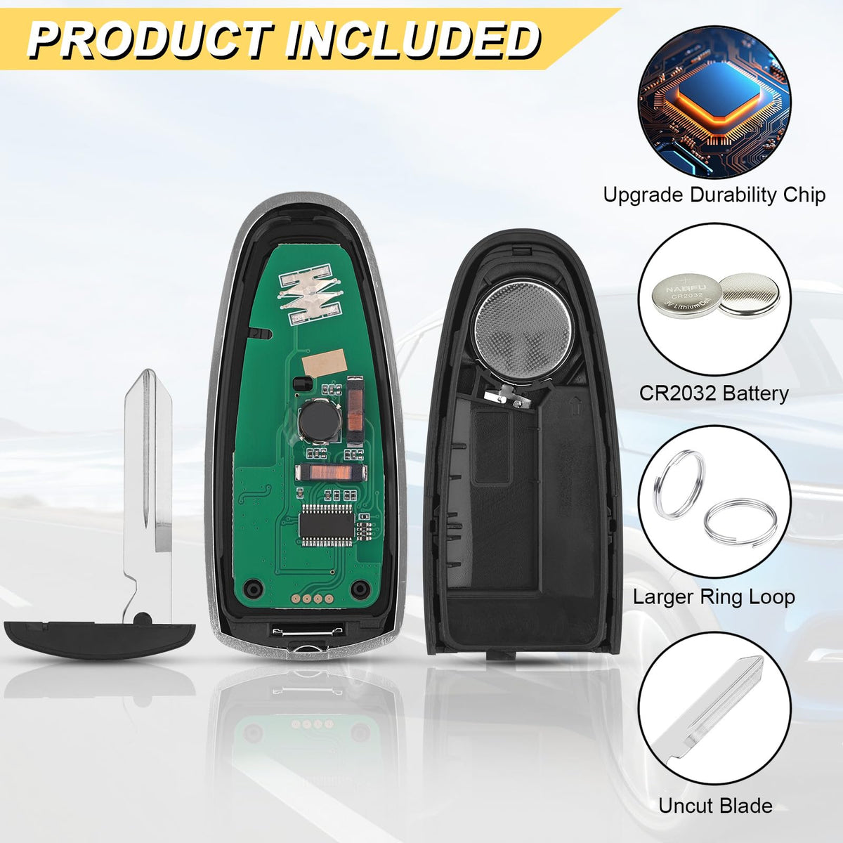 Vurkcy remote beside car push-button start in dashboard, demonstrating convenience benefit