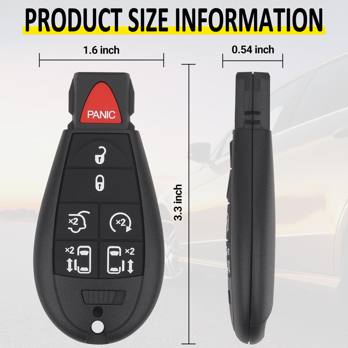 Vurkcy attached to a keyring in a vehicle setting showing convenient access