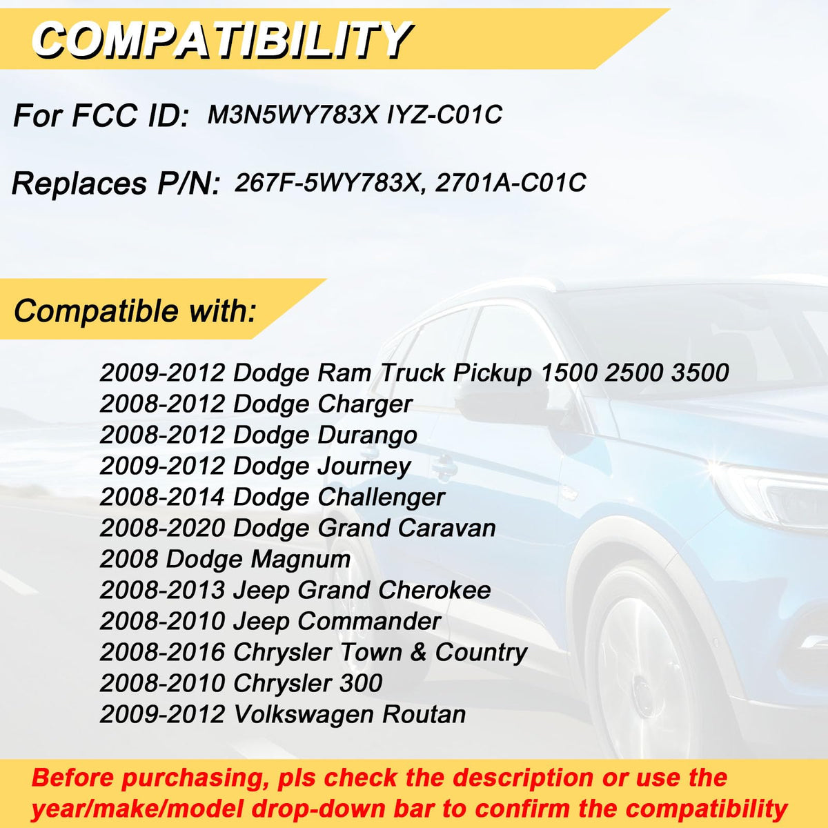 Vurkcy rear label with FCC ID and frequency for easy compatibility checking
