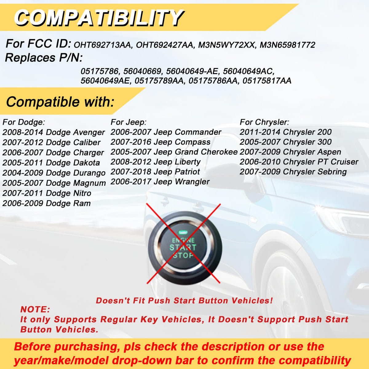 Vurkcy key fob back label with FCC and part number information for verification