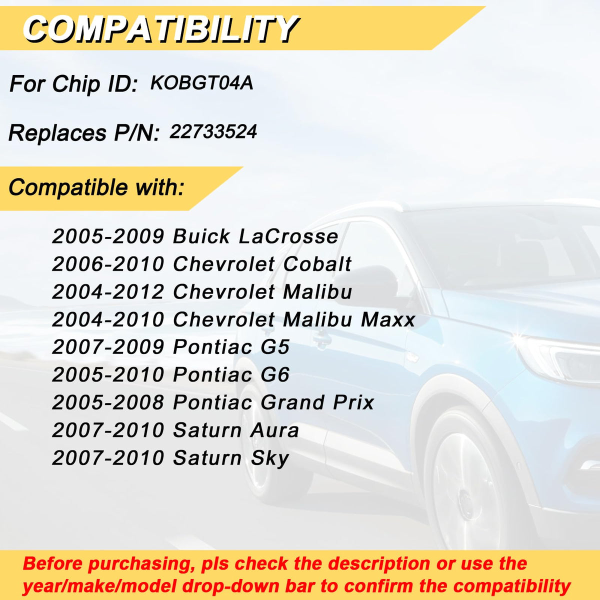 Vurkcy back label displaying FCC ID KOBGT04A and part number for compatibility check