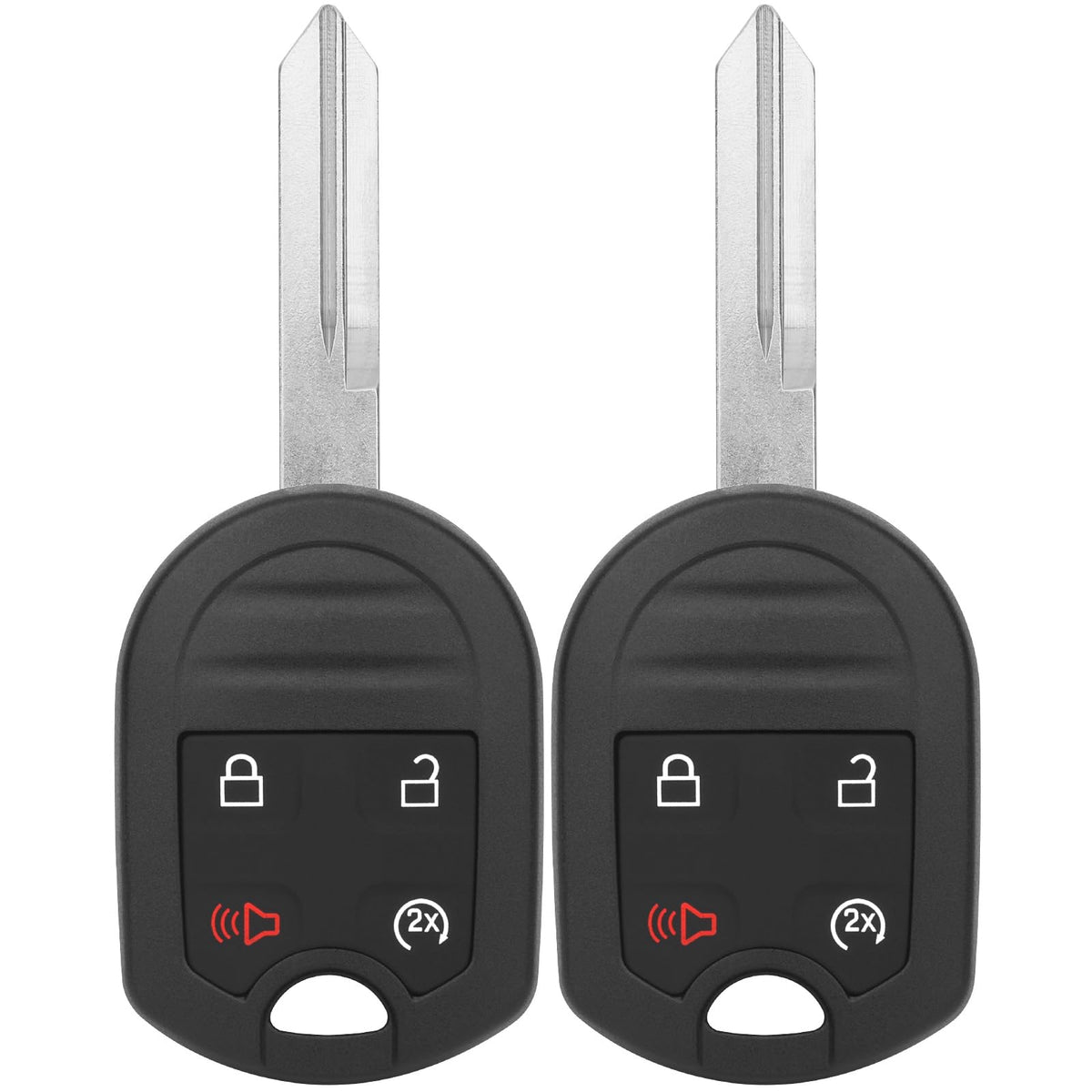 Vurkcy front view of 4-button key fob showing buttons and branding benefit reliability