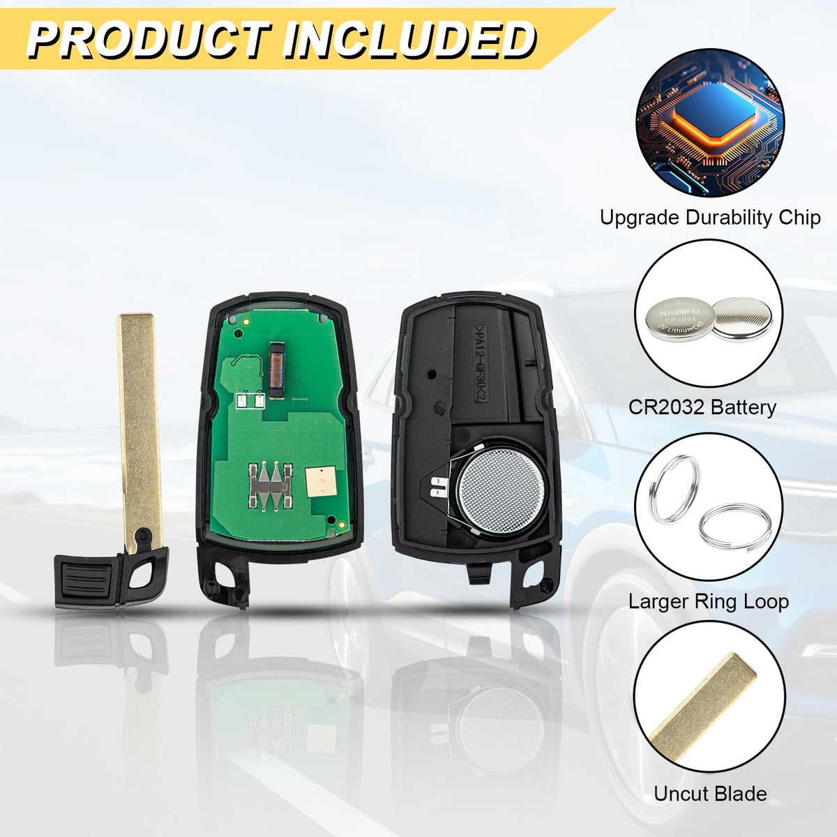 Vurkcy key fob beside original remote to show accurate scale