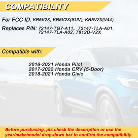 Vurkcy remote rear label close-up showing FCC ID and matching information for easy verification