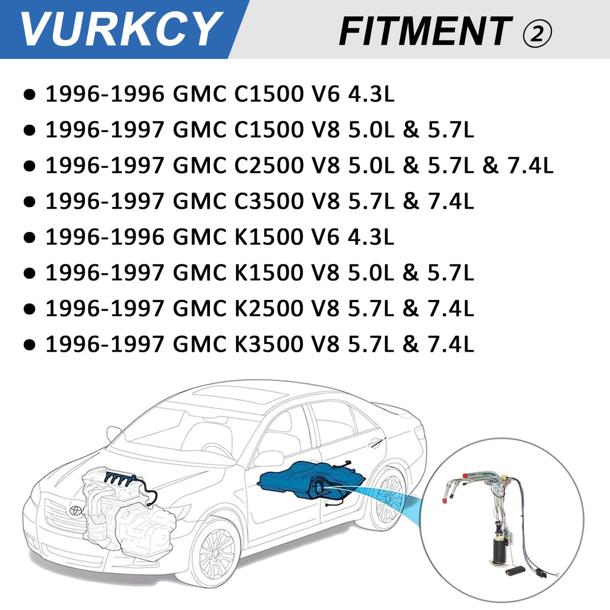 Vurkcy side profile showing fuel level sender arm for accurate tank readings