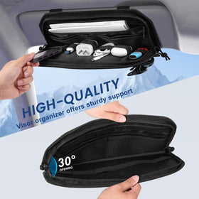 Vutirp installed on vehicle sun visor showing easy reach and reduced clutter