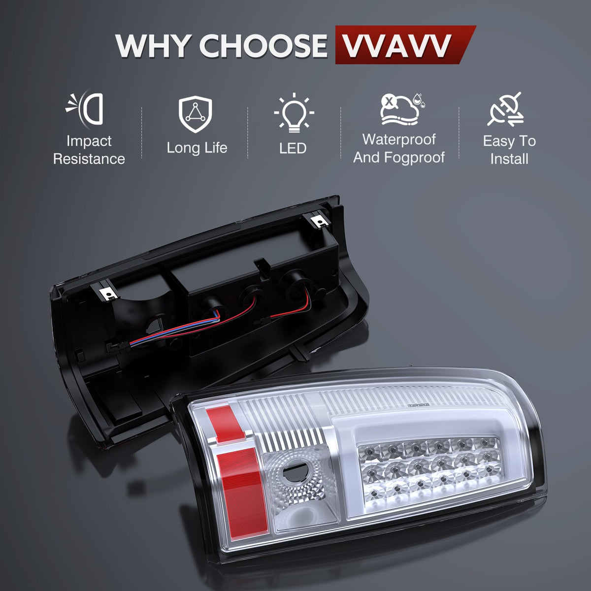 vvavv tail light silicone seal detail demonstrating water resistance