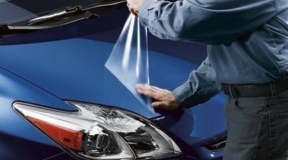 VViViD film applied on car hood demonstrating chip protection