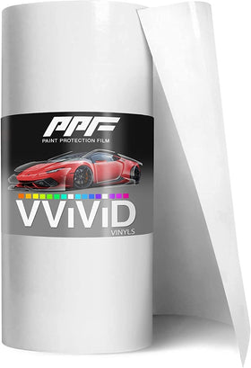 VViViD clear PPF roll showing packaging and product width, protects paint