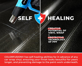 VViViD ColorFusion being held for install showing ease-of-application benefit