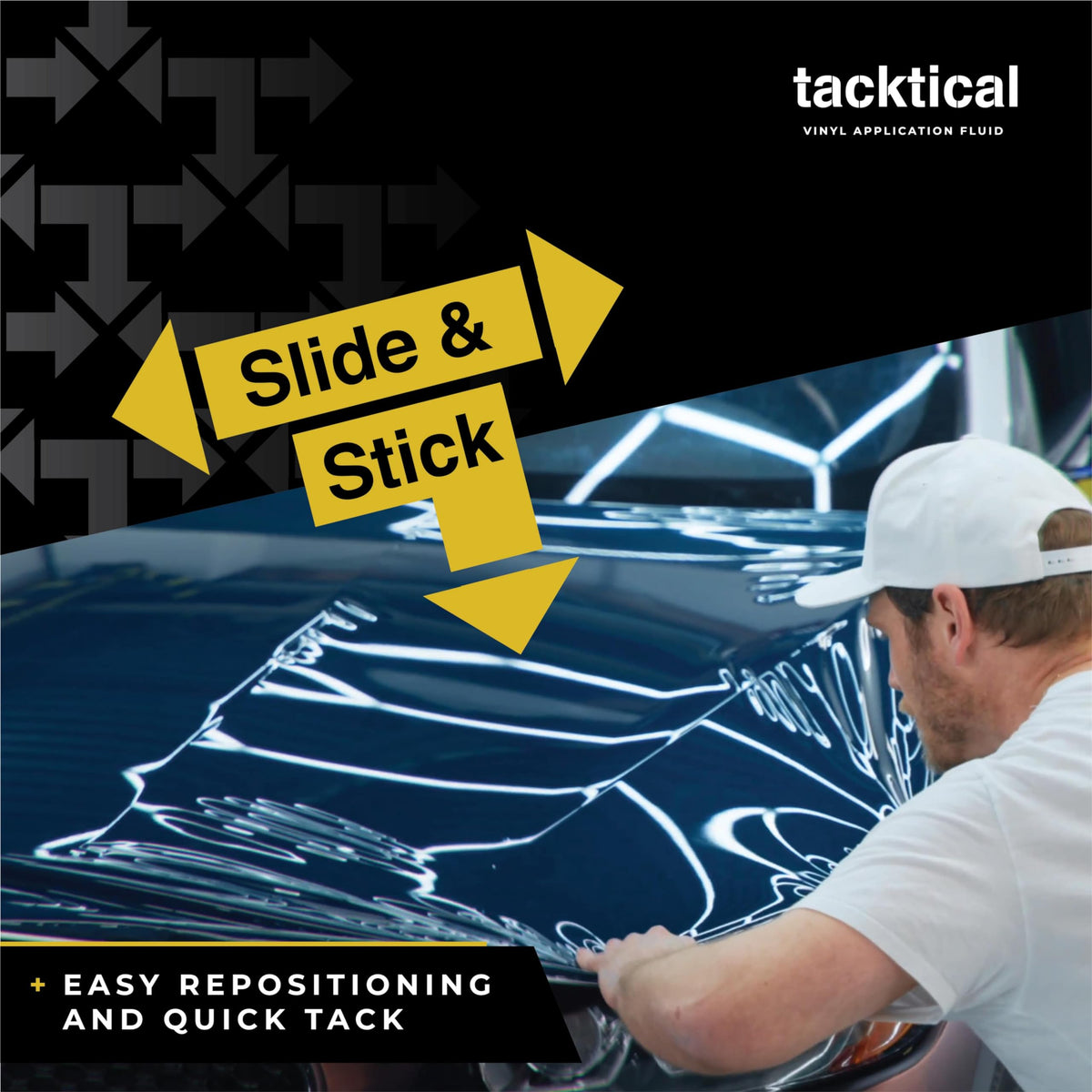 VViViD removing air bubble from decal showing smoother finish benefits