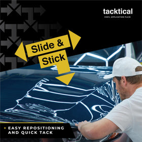 VViViD removing air bubble from decal showing smoother finish benefits