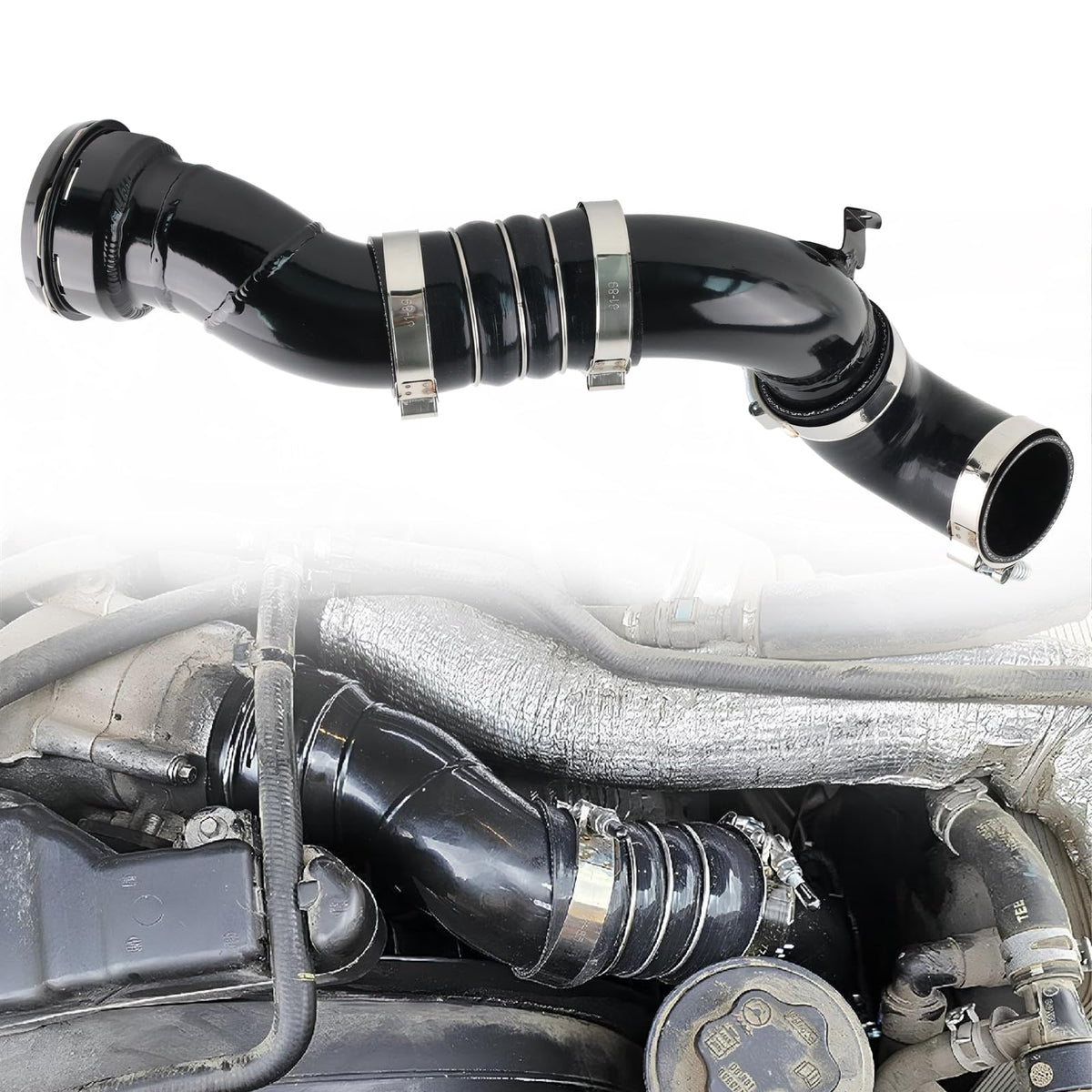 VVORHSBELL front view of intercooler pipe showing fit and improved airflow