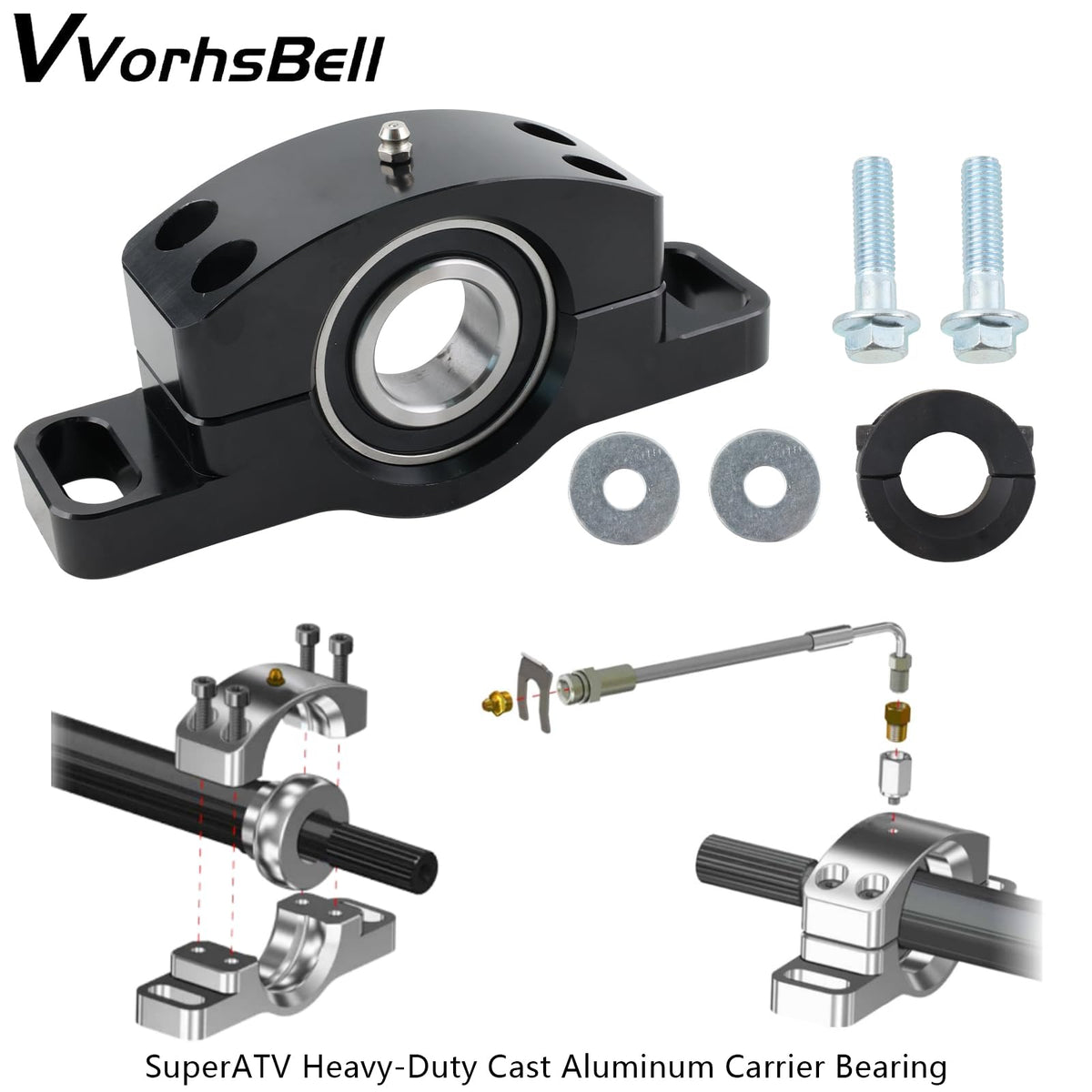 VVORHSBELL shaft clamp detail demonstrating secure driveshaft retention benefit