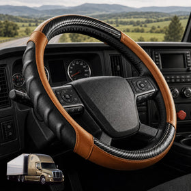 Vyonix brown leather cover front packaging shows durable product and easy fit