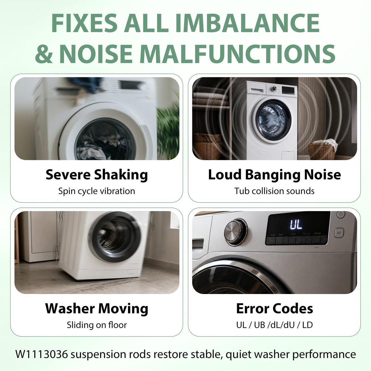 Vypart suspension rods installed in washer restoring balance and quiet