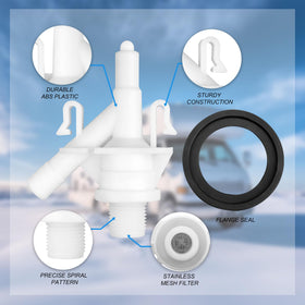 Vypart rubber flange seal detail ensuring watertight RV toilet connection