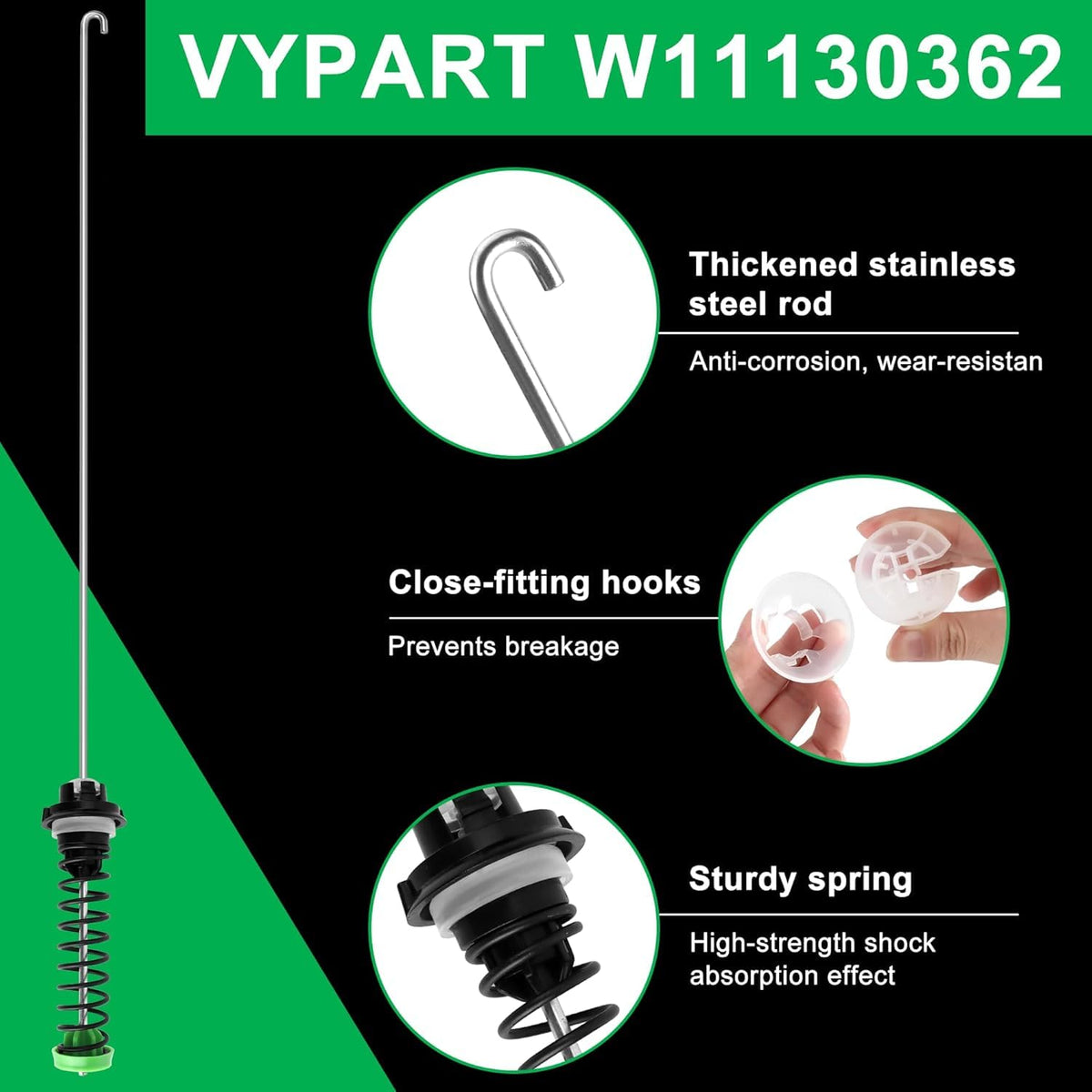 Vypart springs and bushings detail demonstrating durable replacement components