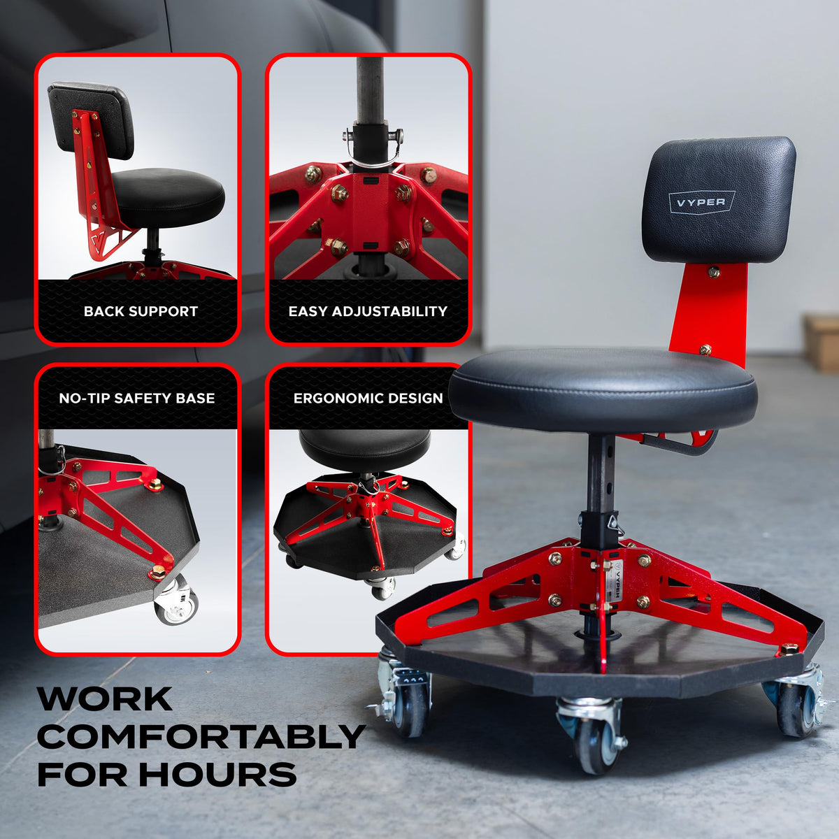 Vyper Industrial industrial 3-inch casters and steel base for smooth mobility
