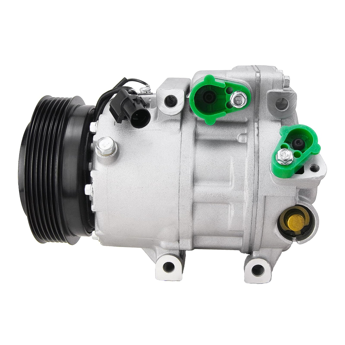 Vyrautoly front-view compressor showing clutch and mounting for easy replacement