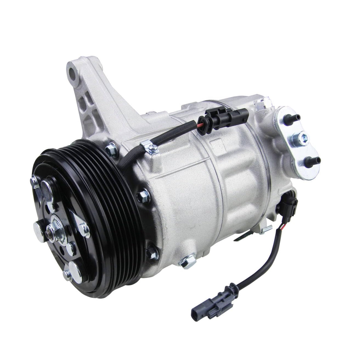 Vyrautoly front view of compressor showing fitment points and durable finish for reliable cooling