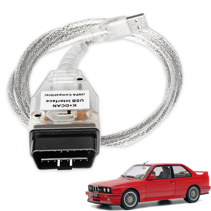 VZG front view of OBD2 cable showing ports and durable jacket, reliable connection