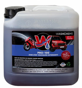 W Wash Chems Pro100 front label showing product details and benefits