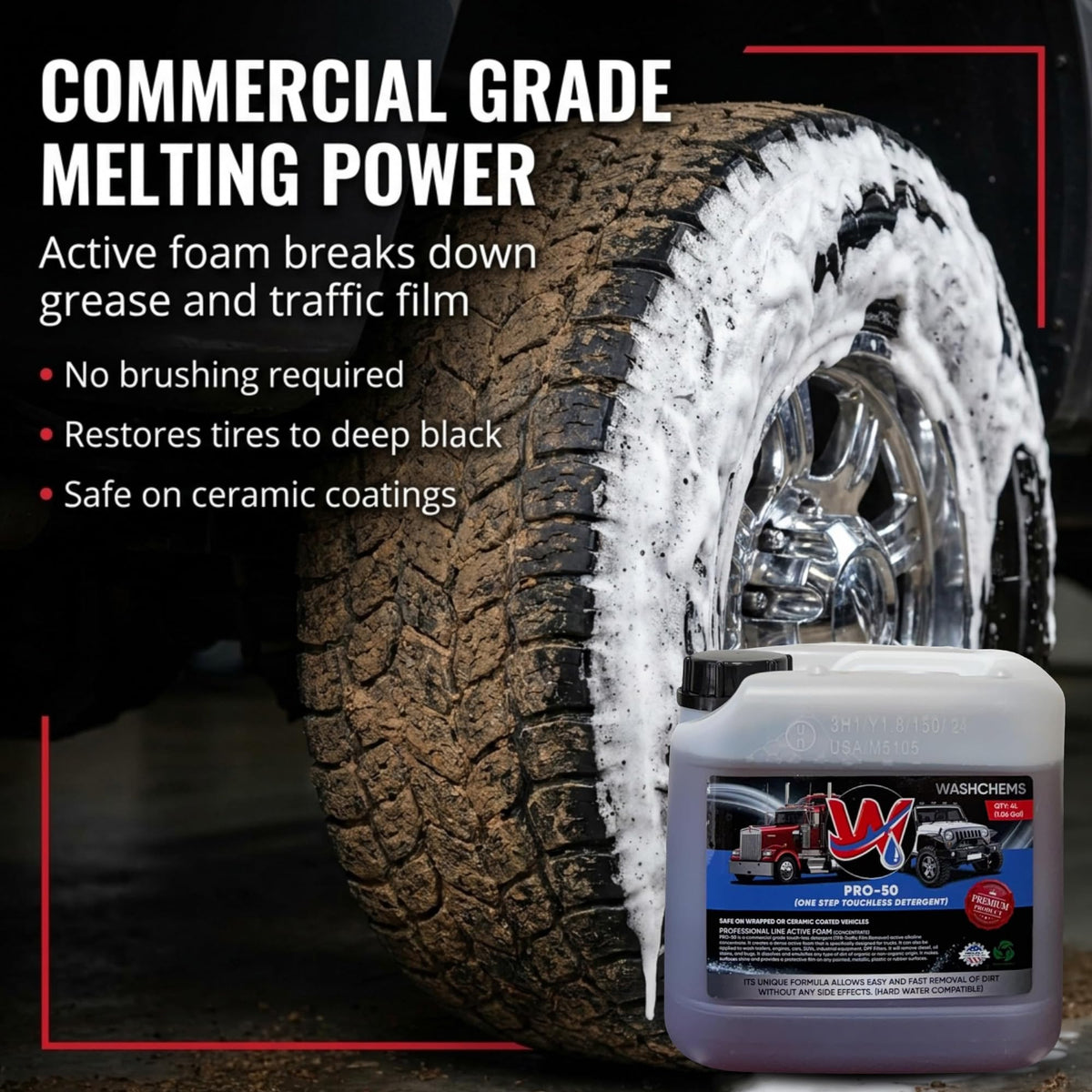 W Pro50 in a foam cannon spraying thick foam for efficient cleaning