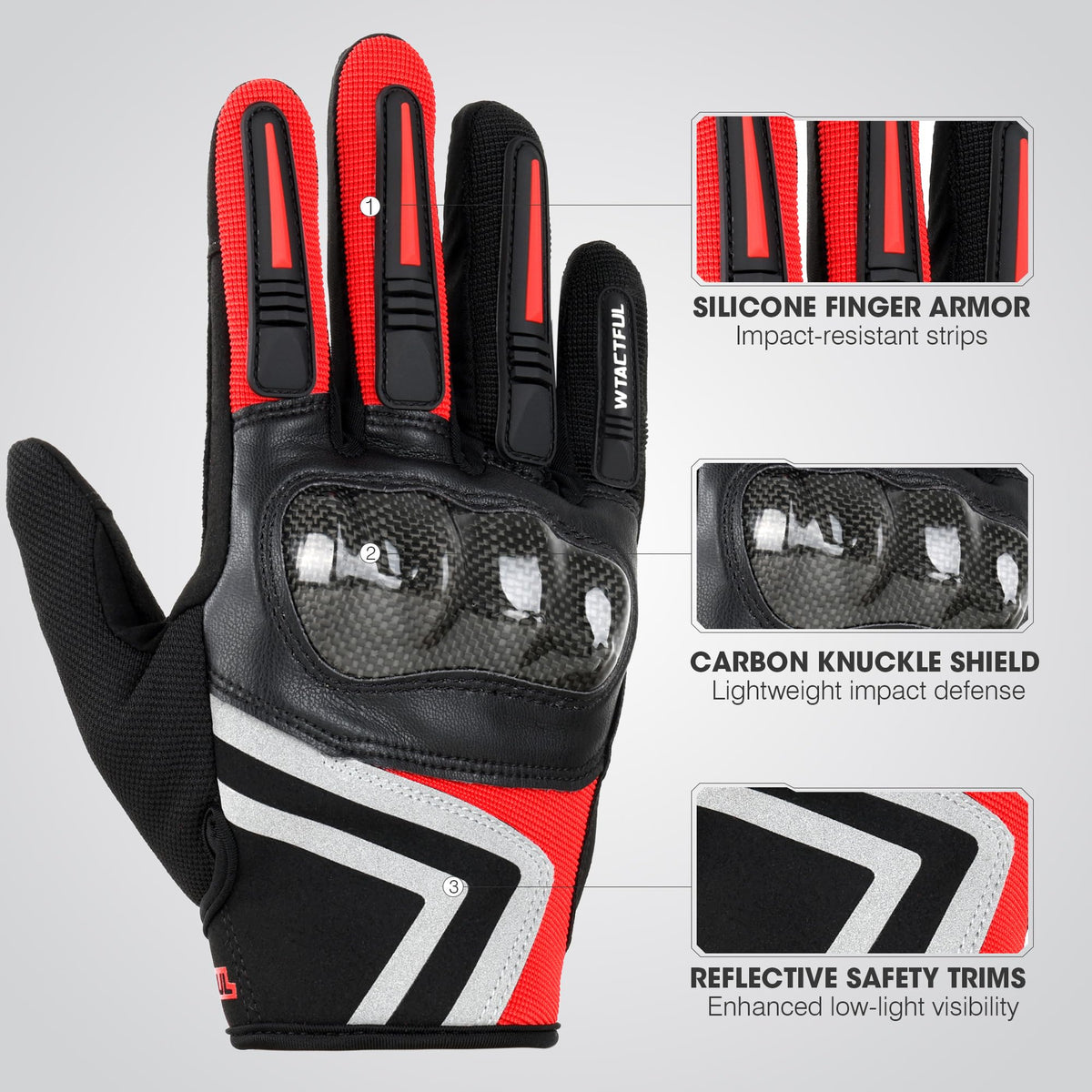 WTACTFUL carbon-fiber knuckle close-up showing impact protection benefit