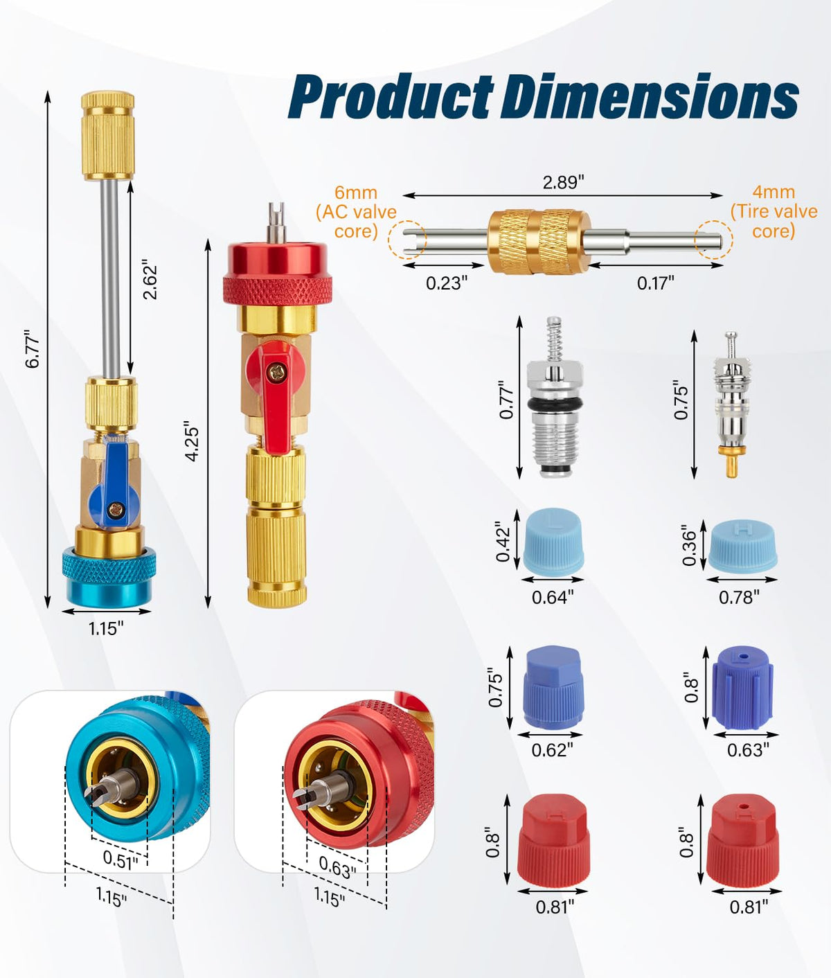 WADEO blue low-pressure coupler shown, correct sizing for safe connections