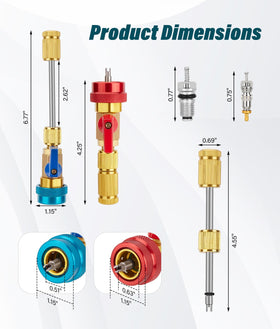WADEO close-up of spare valve cores showing replacement readiness and time-saving benefit