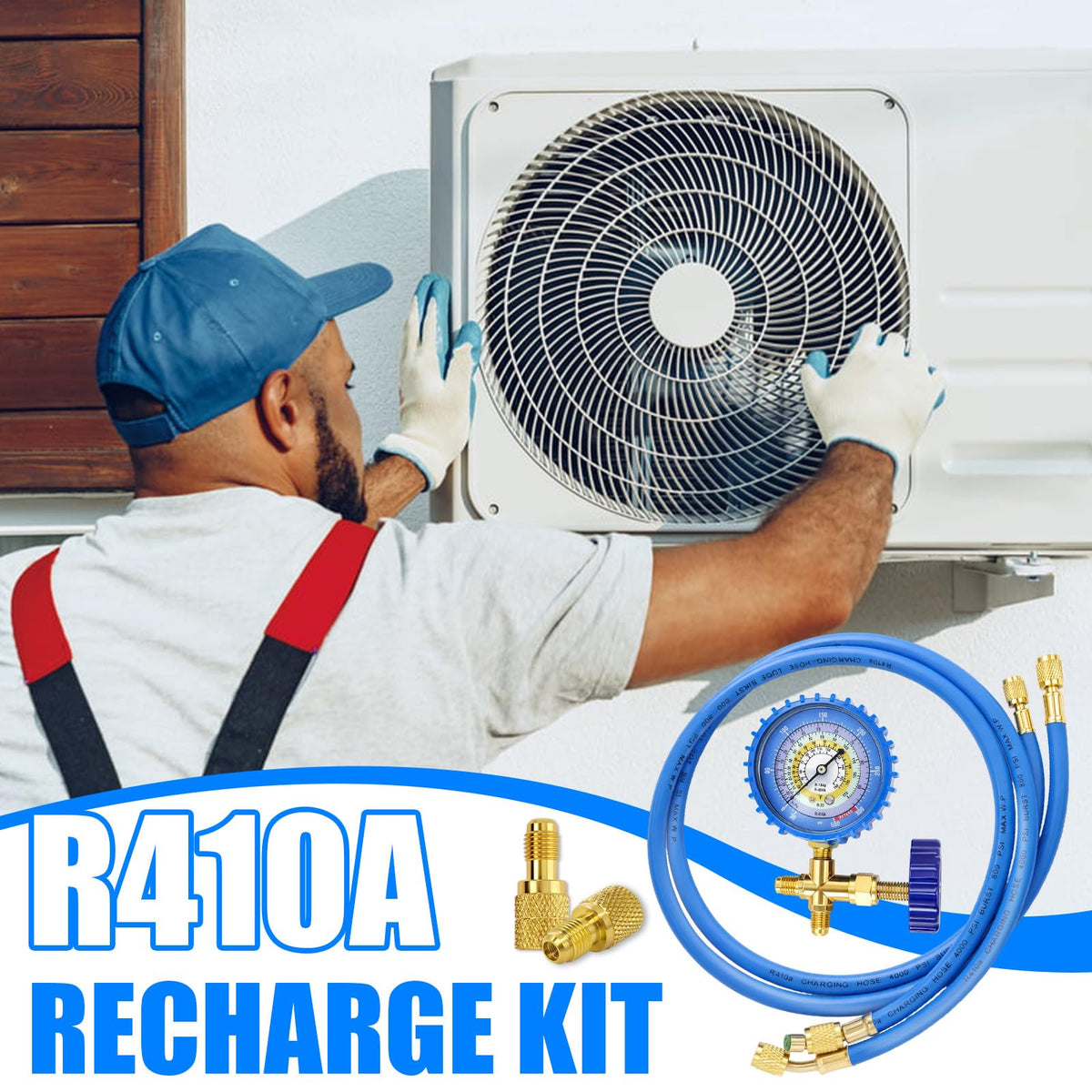 Wadoy connected to a car AC service port enabling quick refrigerant top-up
