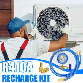 Wadoy connected to a car AC service port enabling quick refrigerant top-up