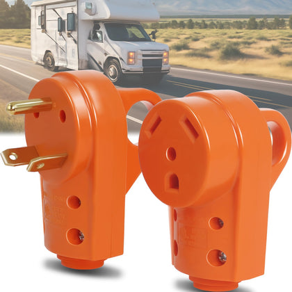 Wadoy front view of 30A male and female plugs showing fit and durability benefit