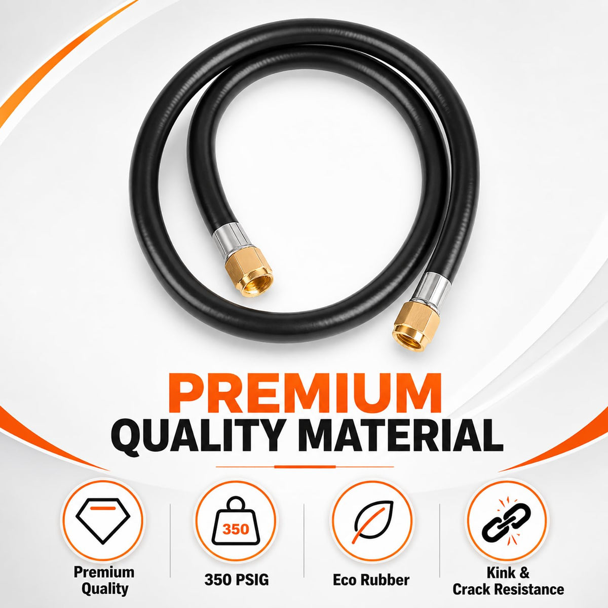 Wadoy hose bent to show flexibility and kink resistance for convenient routing