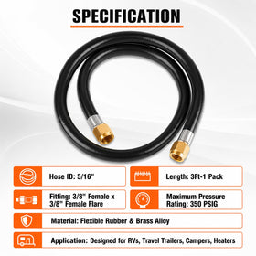 Wadoy hose laid flat with measuring scale highlighting 3.28ft length for tight spaces