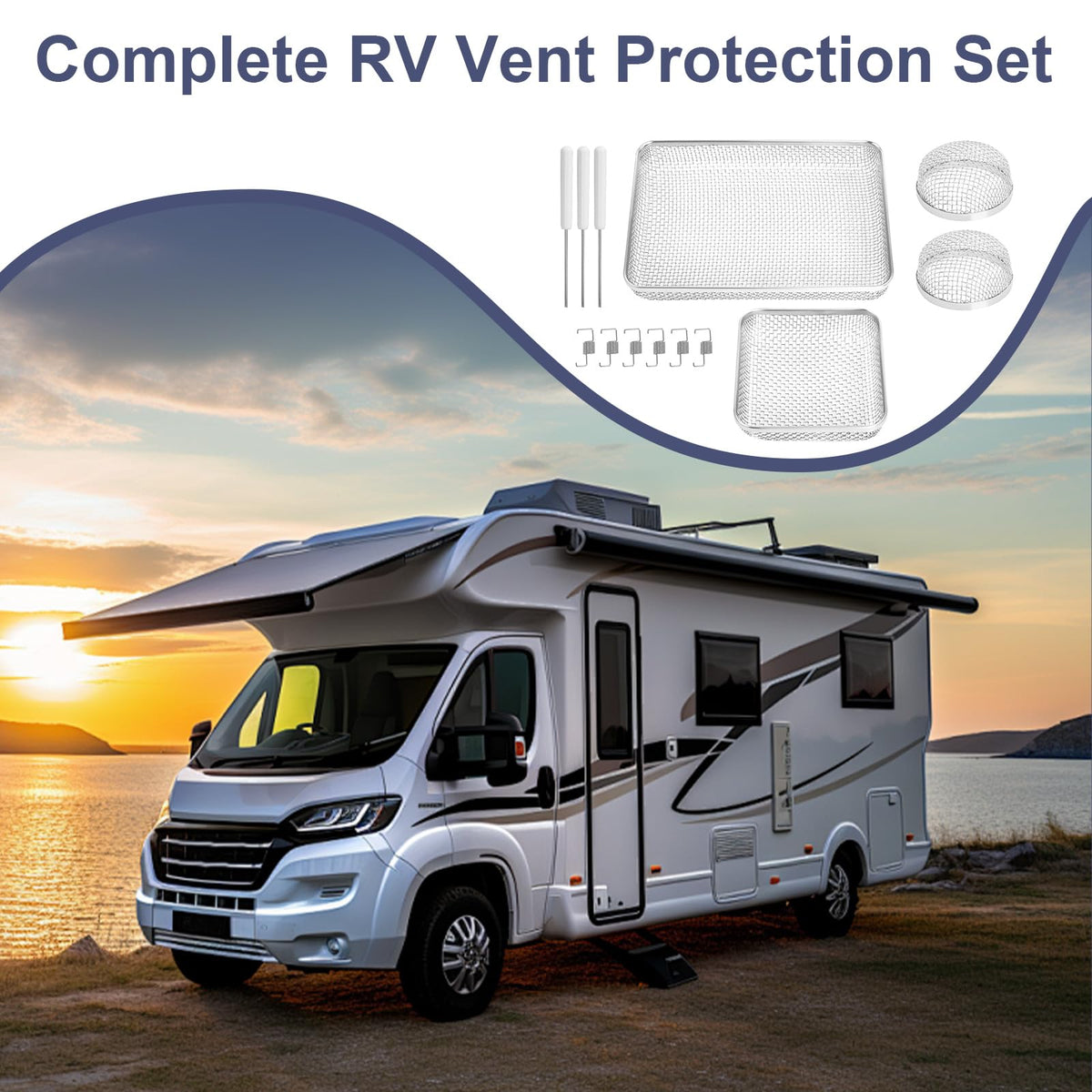 Wadoy kit installed on RV exterior illustrating improved vent protection and peace of mind