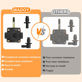 Wadoy fuel pump beside ruler showing scale for correct fit confirmation benefit