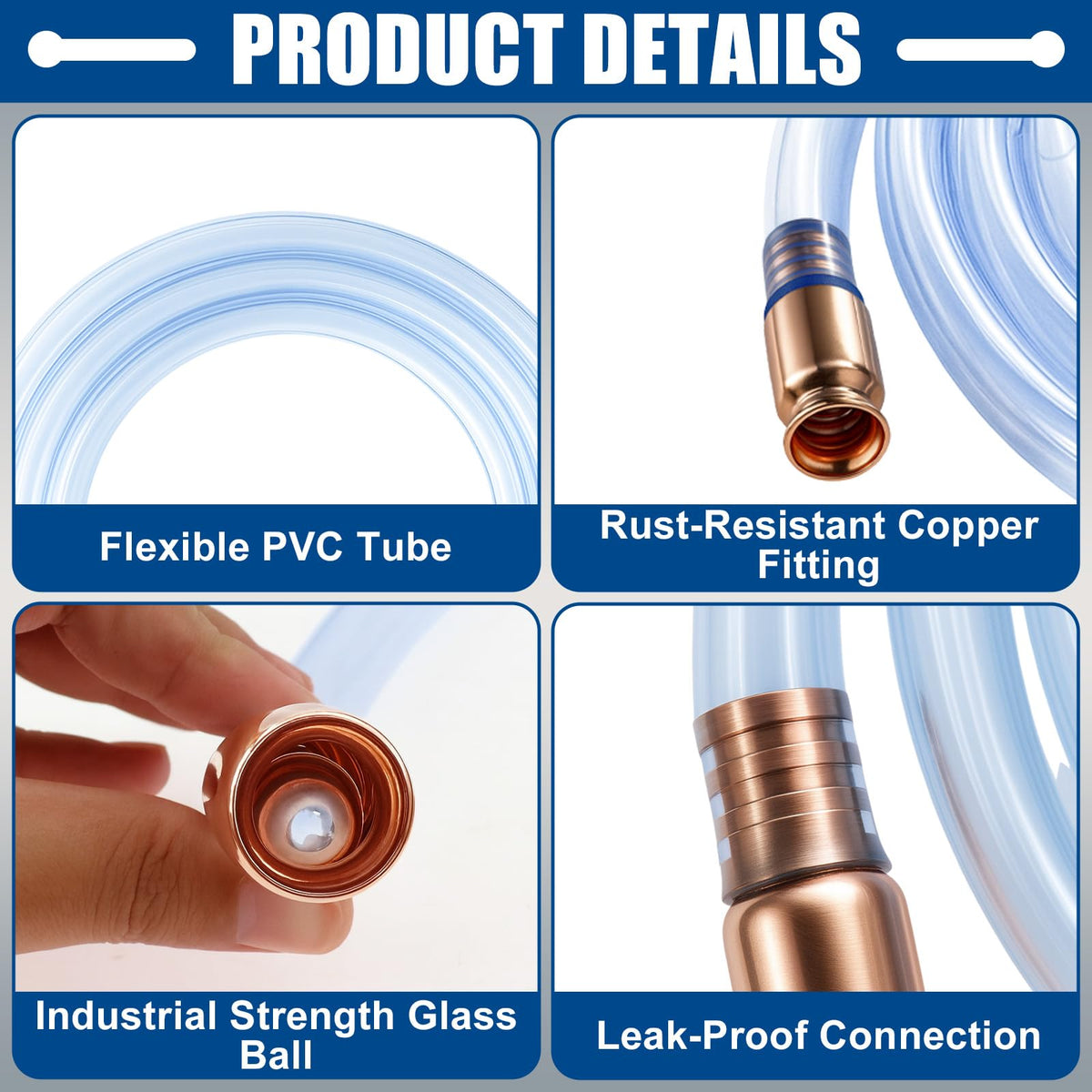 Wadoy tubing texture highlighting 1.9mm thick wall for kink resistance and durability