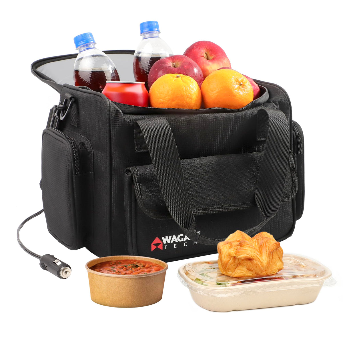 Wagan front view showing compact cooler warmer bag ideal for travel