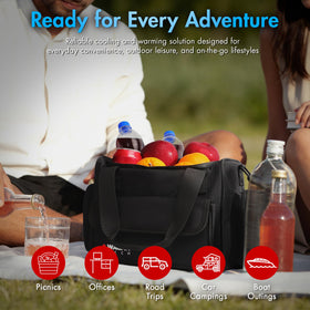 Wagan cooler warmer bag at picnic showing portable temperature control