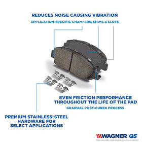 Wagner pad installed on rear caliper, demonstrates OE-style fit and secure seating
