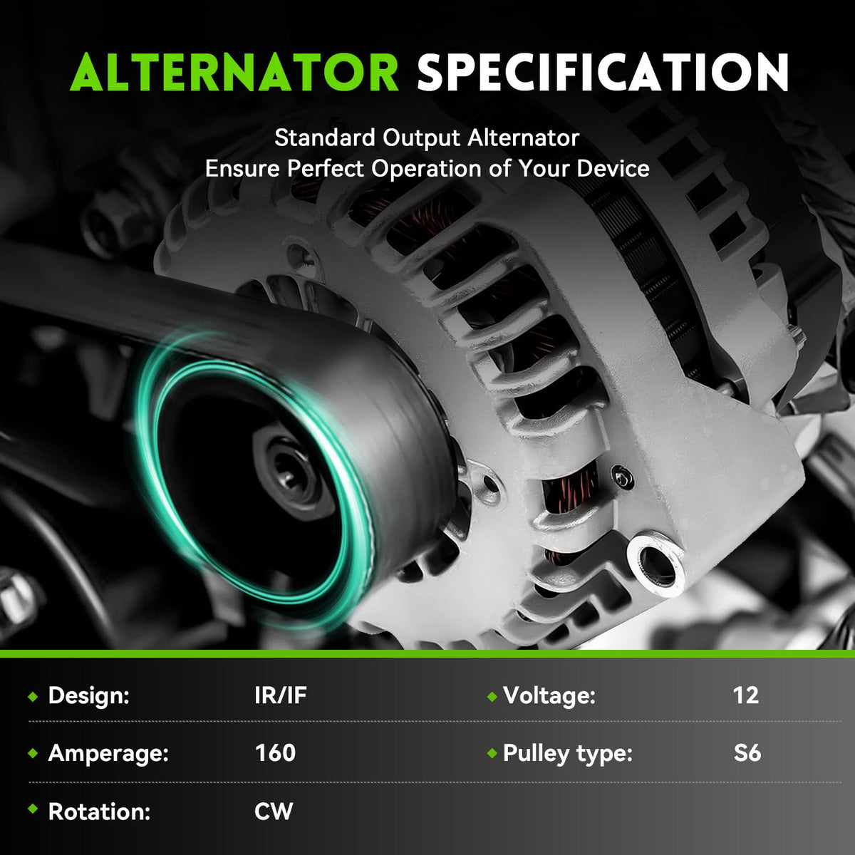 WAGSON alternator pulley detail highlighting durable pulley for smooth belt drive