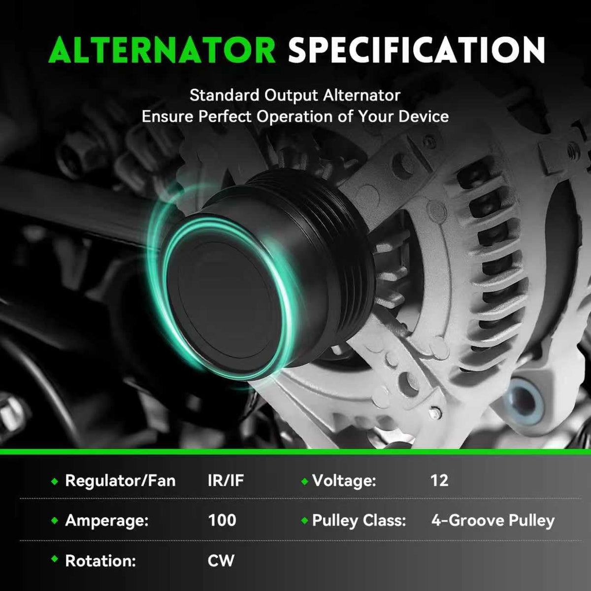 WAGSON alternator pulley detail highlighting durable pulley and belt alignment