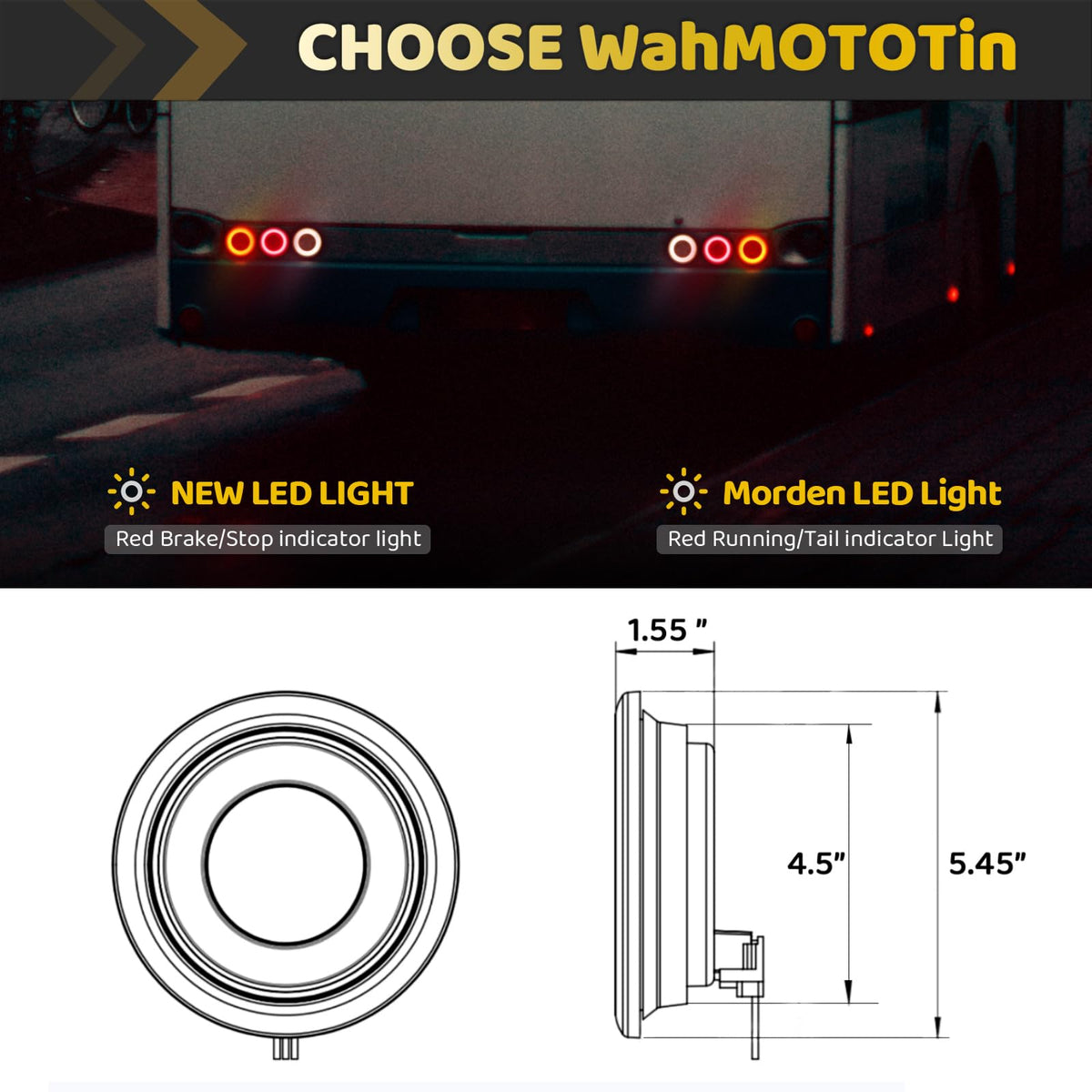 WahMOTOTin installed on trailer rear, enhances nighttime conspicuity and safety