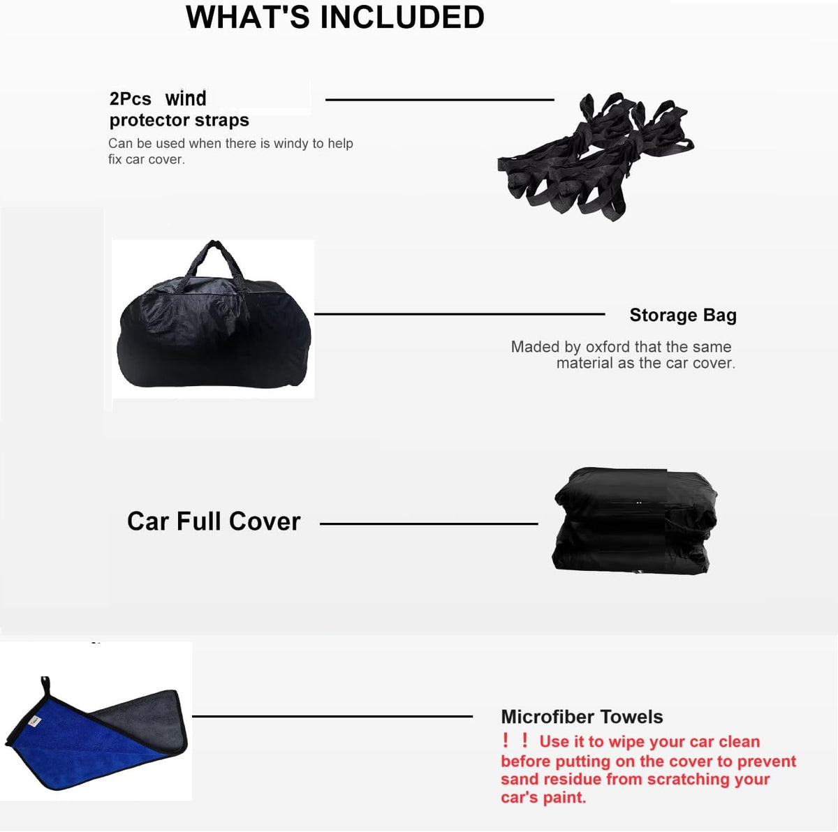 WAJIJI storage bag and microfiber towels for tidy storage and care