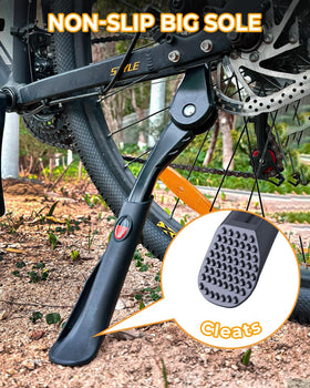 Wakano kickstand adjustable length detail showing fit for multiple wheel sizes