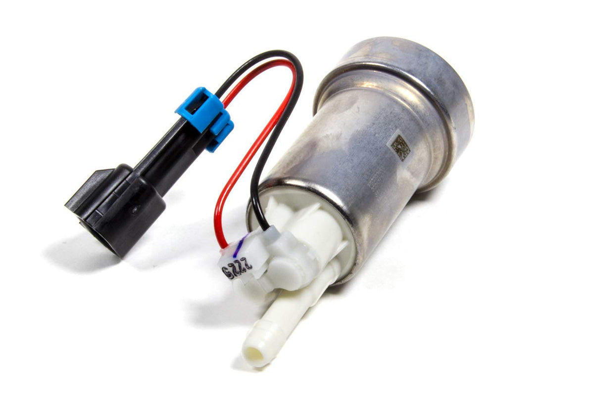 Walbro F90000267 front view showing pump body and sock inlet, durable E85 performance