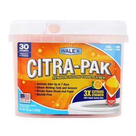 Walex Citra-Pak tub front view showing citrus tabs and packaging benefits